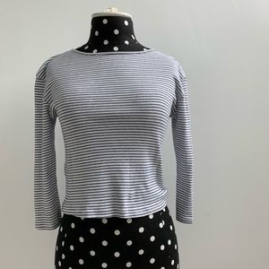 Black and White Striped Crop Top